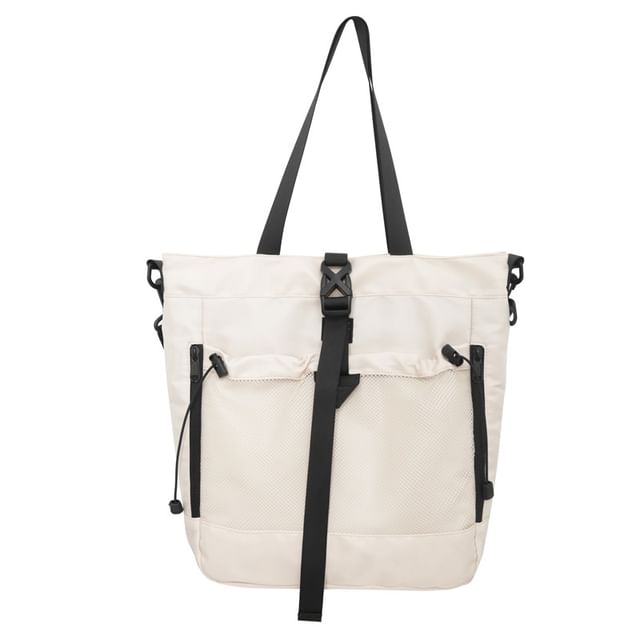 Panel Bag Mesh Buckled Crossbody Nylon