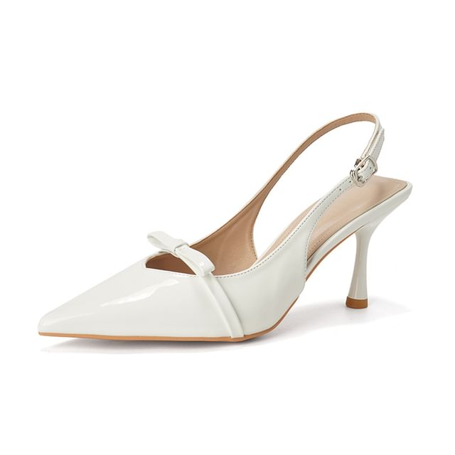 Pointy Sandals High Bow Heel Plain Slingback