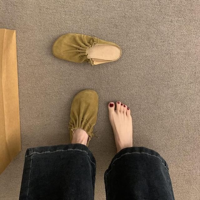 Leather Cinched Mules Faux