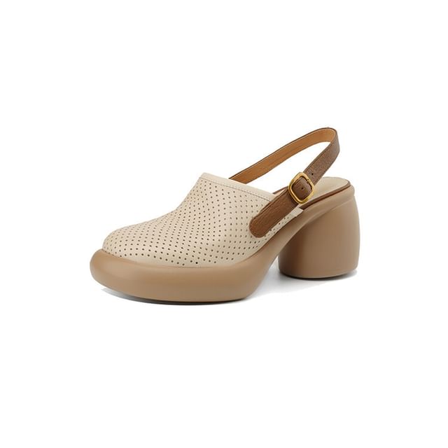 Perforated Clogs Block Heel