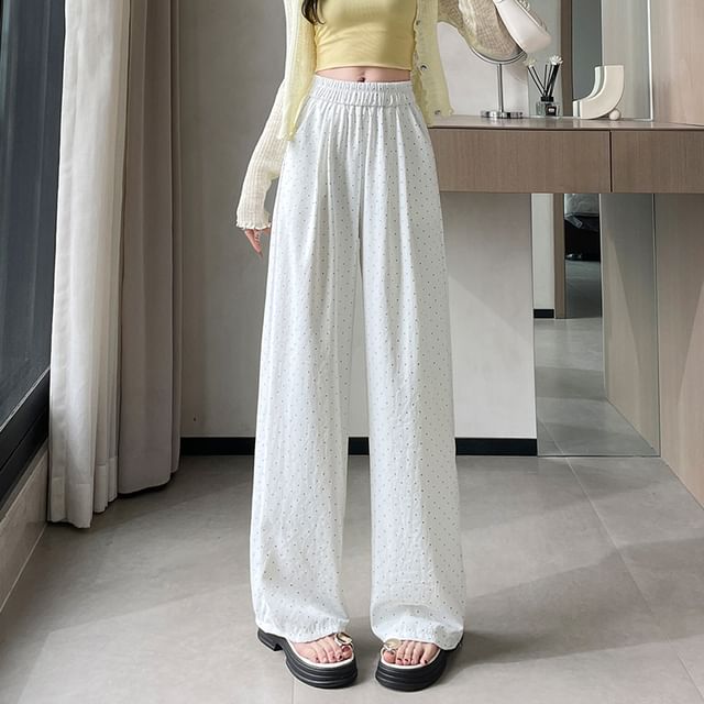Wide (Various Waist Designs) Leg Pants High Dotted