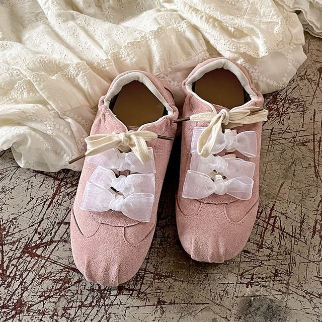 Faux Leather Lace-Up Sneakers Plain