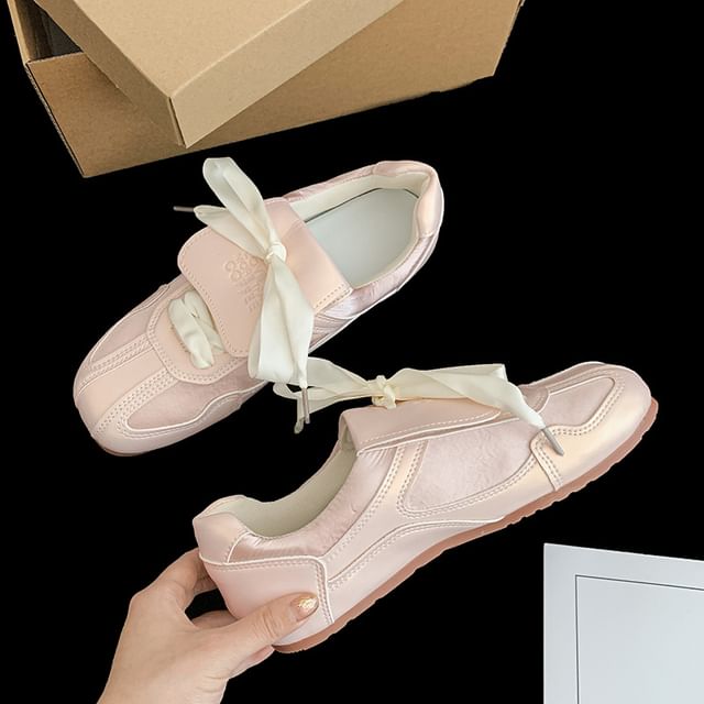 Lettering Balletcore Ribbon Sneakers