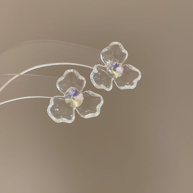 (Various Rhinestone Designs) Floral Acrylic Earring Statement