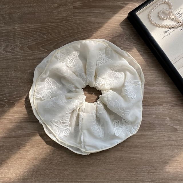 Butterfly Embroidered Scrunchie