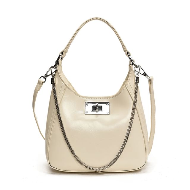 Crossbody Faux Handle Top Twist Bag Lock Leather