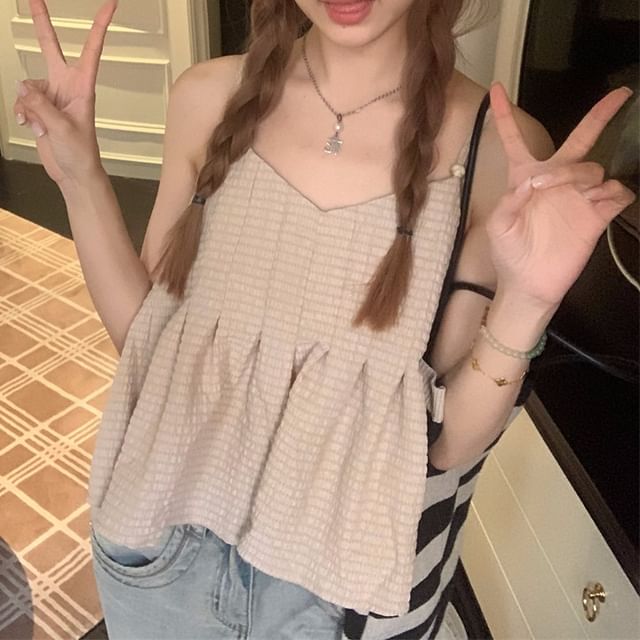 Plain Flowy Top V-Neck Cami Crop