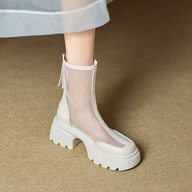 Boots Short Panel Mesh Platform
