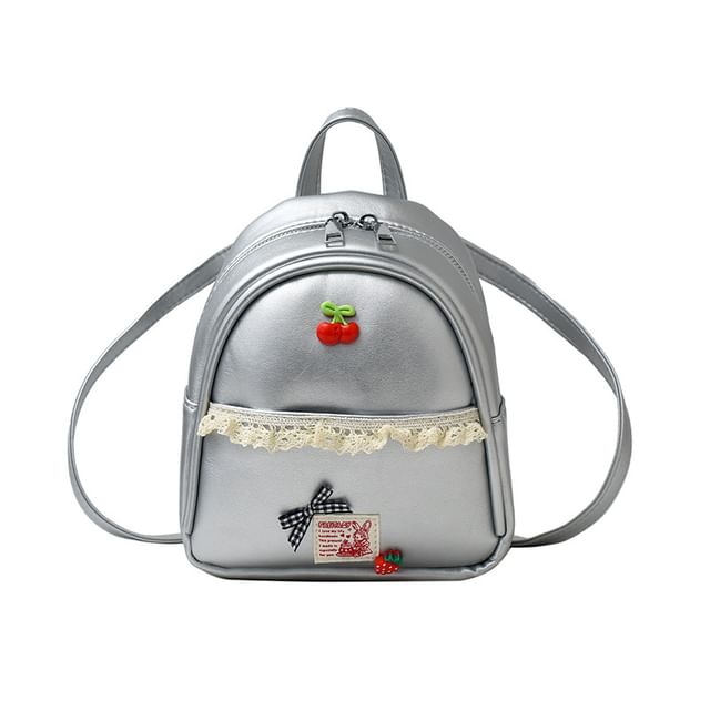 Faux Leather Applique Backpack Trim Lace