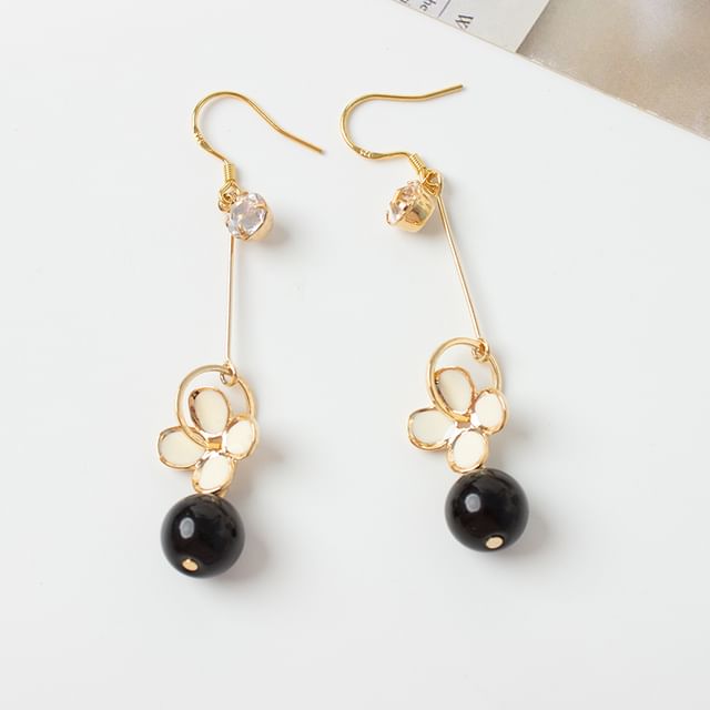 Flower / Clip-On Bead Drop Earring