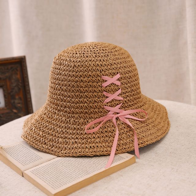 Straw Bucket Hat Bow