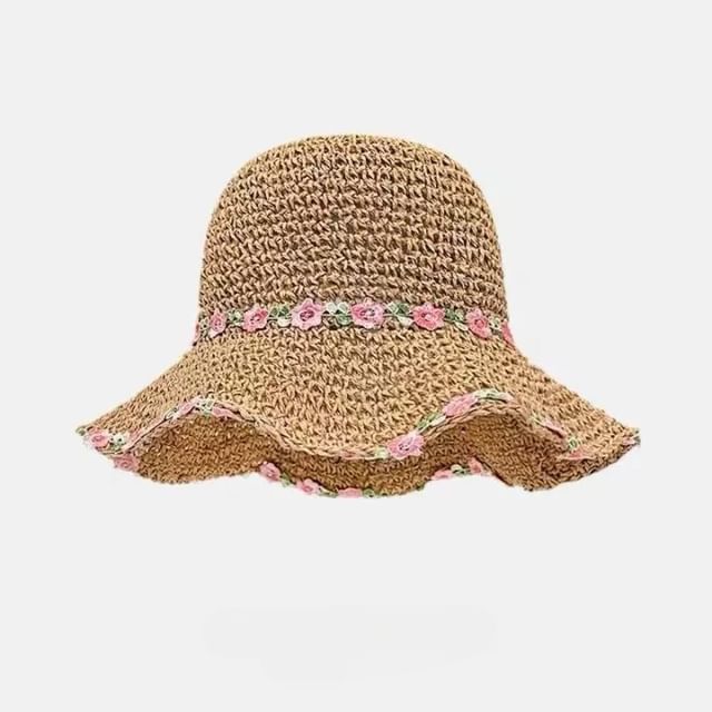 Hat Floral Straw Sun