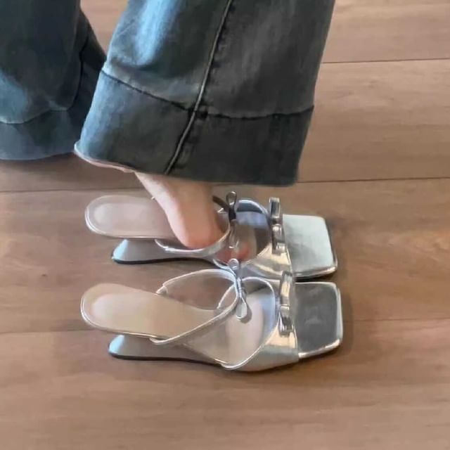 Slide Bow Sandals Heel Wedge