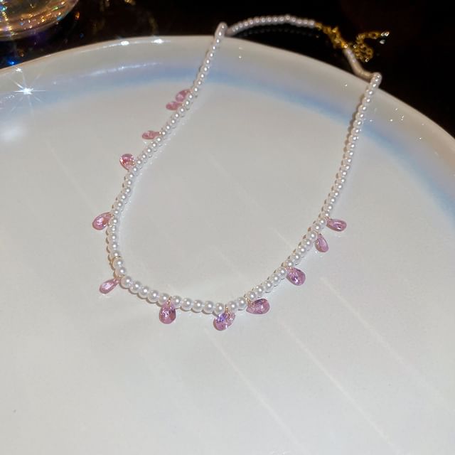 Layered Stud Pearl / Faux Necklace Butterfly Earring