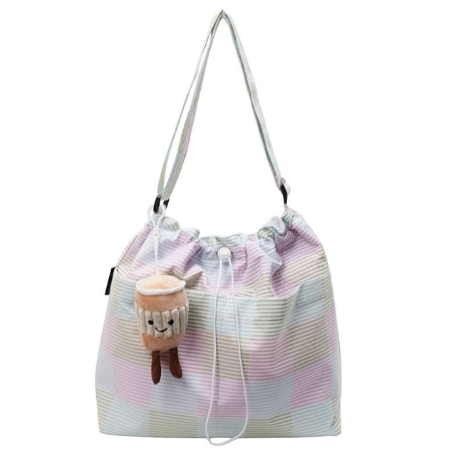 Drawstring Plaid Bag Crossbody