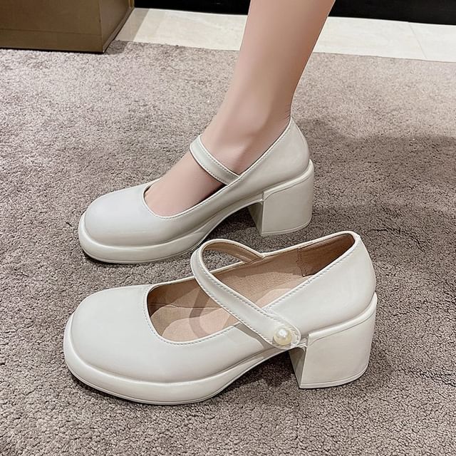 Block Pumps Jane Heel Mary Platform