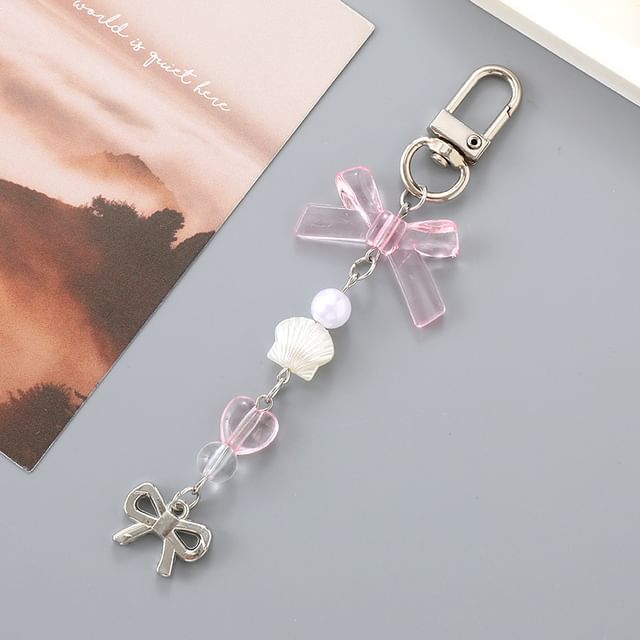 Faux Bow Charm Phone Pearl