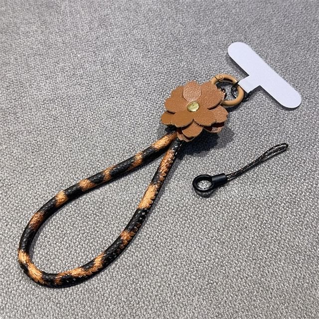 with Strap Floral Faux Phone Lanyard Pad Leather and