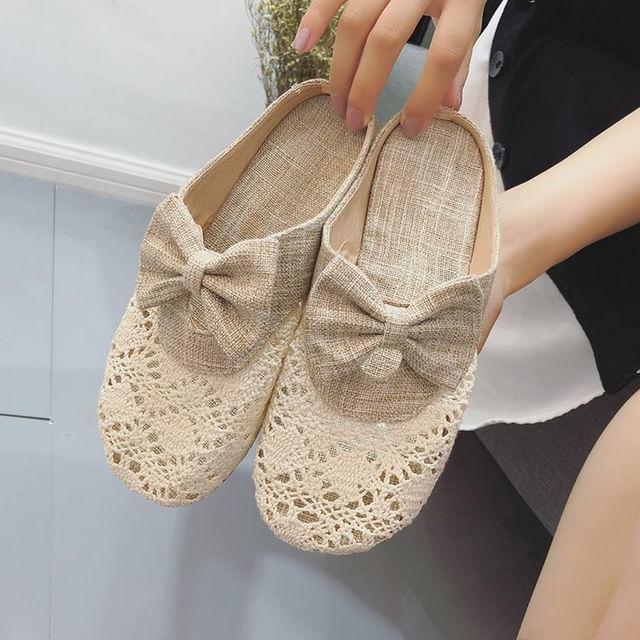 Toe Mules Round Bow Cutout