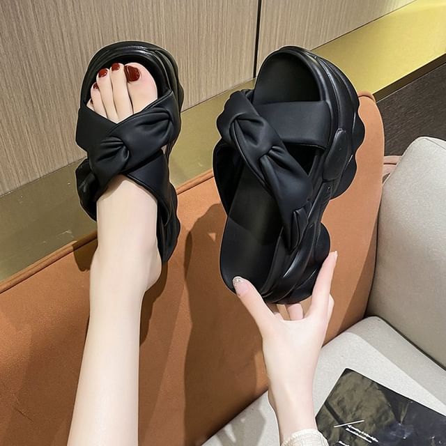 Platform Sandals Slide Cross Criss