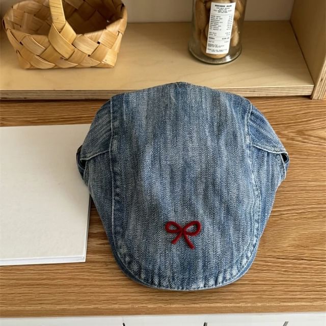 Newsboy Denim Ribbon Cap