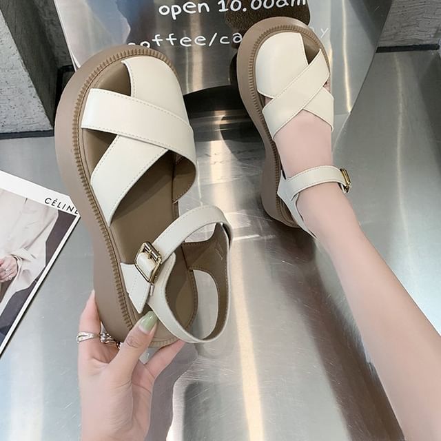 Platform Faux Sandals Leather