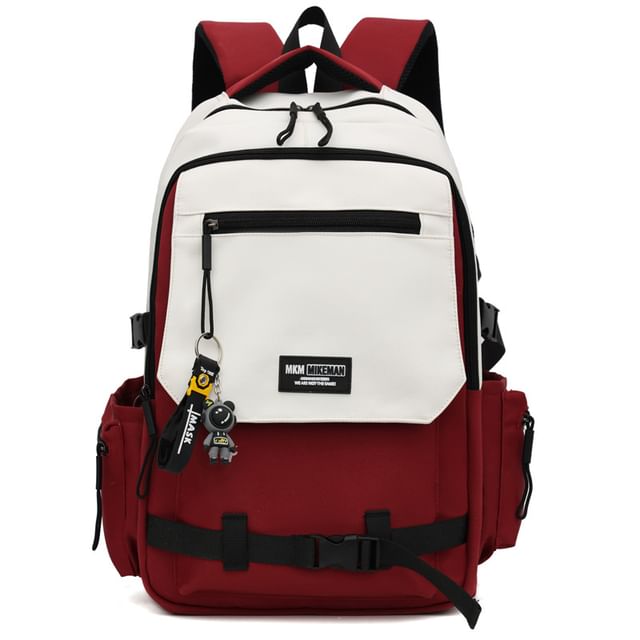 / Backpack Lettering Charm Flap Bag Set