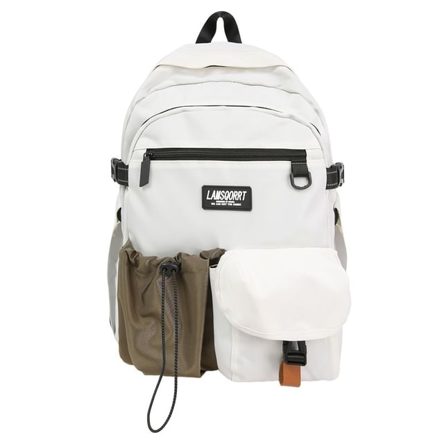 Lettering Contrast Backpack Pocket