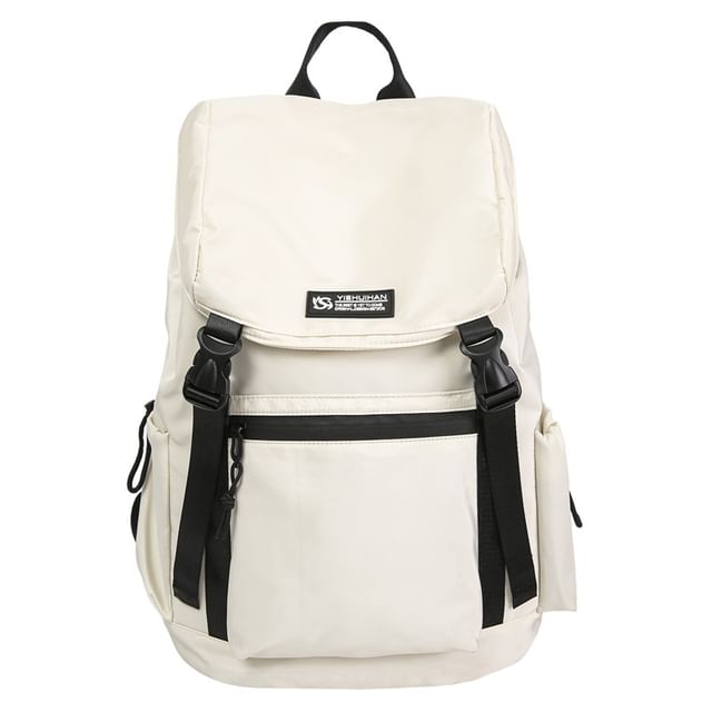 Buckled Flap Lettering Backpack