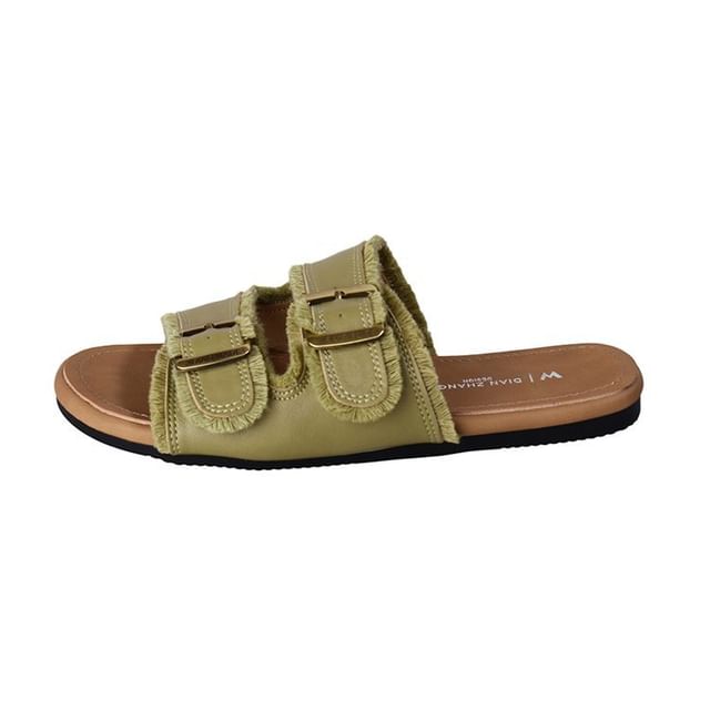 Plain Buckled Slide Sandals