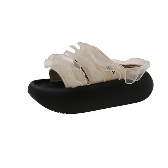 Ruffle Sandals Platform Trim Slide