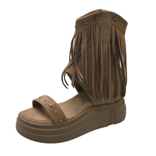 Platform Boots Plain Short Studded