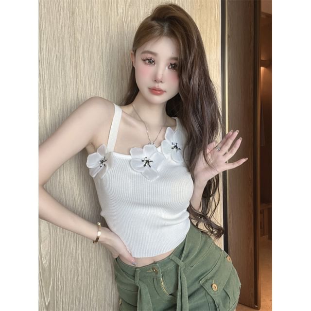 Floral Crop Top Tank Asymmetrical