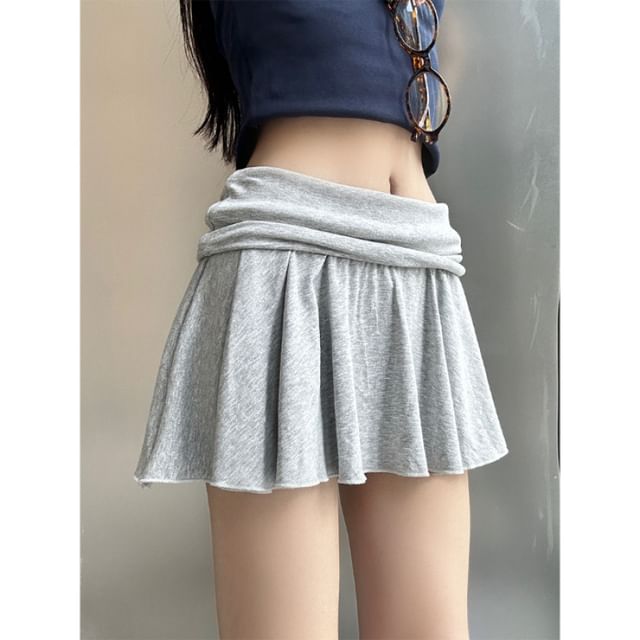 Plain Rise Mini Skirt Low
