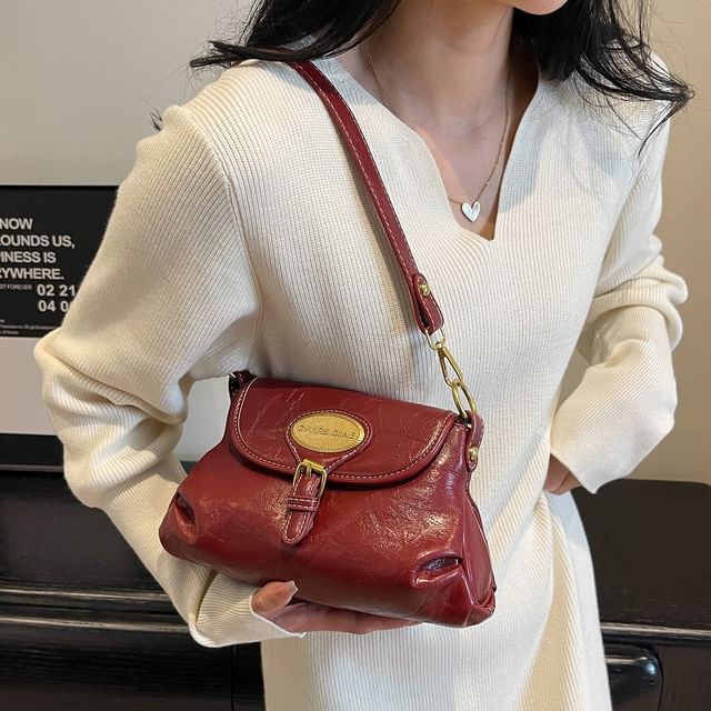 Flap Bag Crossbody Buckled Leather Faux