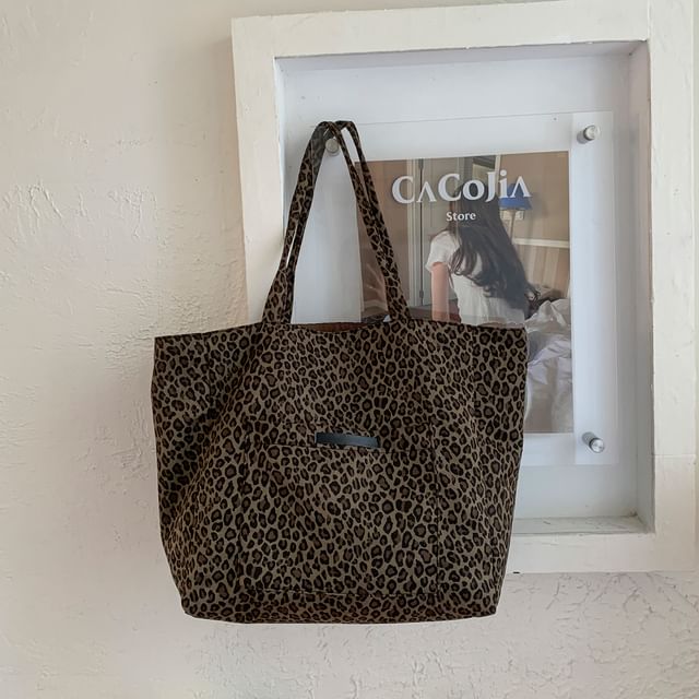 Print Bag Panel Tote Leopard