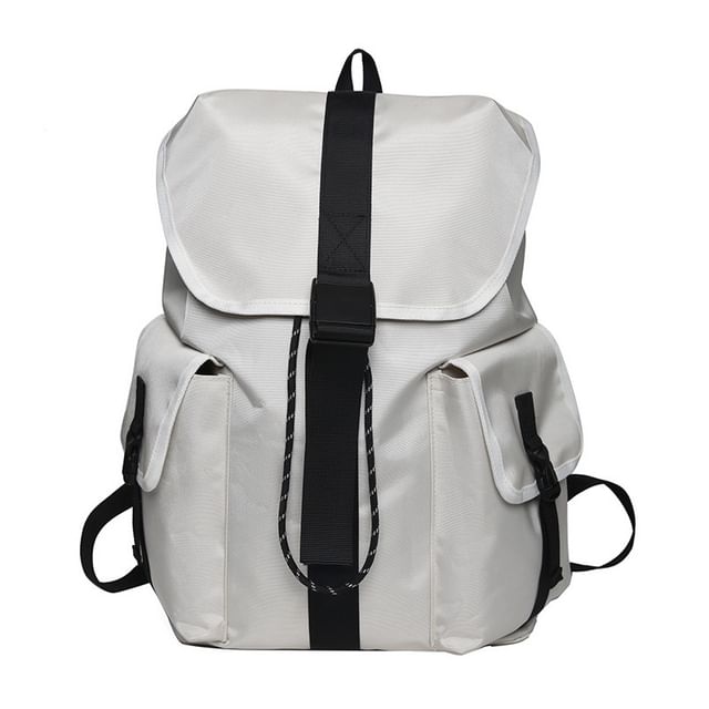Backpack Drawstring Buckled Plain Unisex Nylon