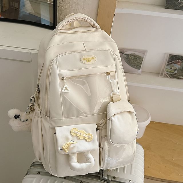 Nylon Panel Backpack Purse Coin PVC Buckled Applique With