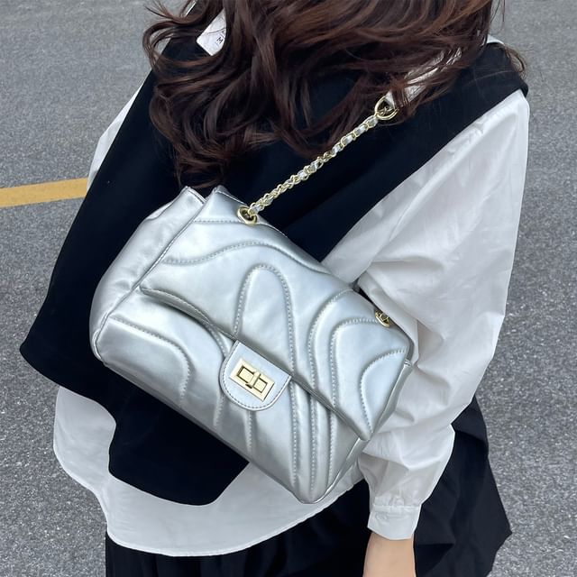 Bag Faux Flap Leather Crossbody Quilted Plain