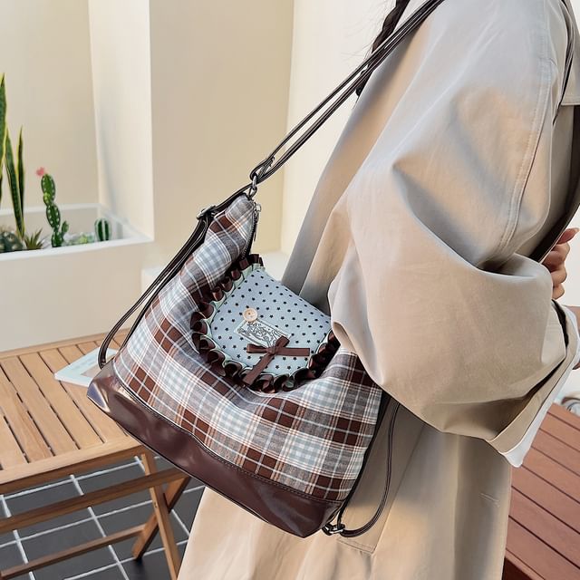 Crossbody Bow Bag Patterned Accent