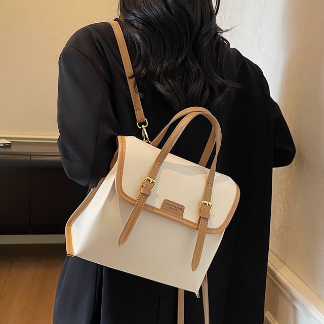 Flap Backpack Leather Faux