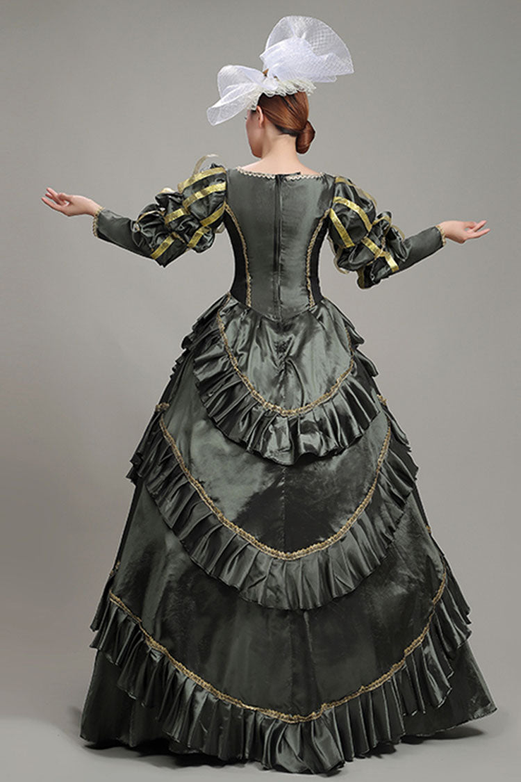 Ash Court-Style High-Waist Long-Sleeve Floral Multi-Layer Victorian Lolita Gown