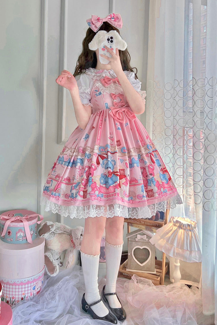 Pink Doll-Themed JSK with Ruffle and Bowknot