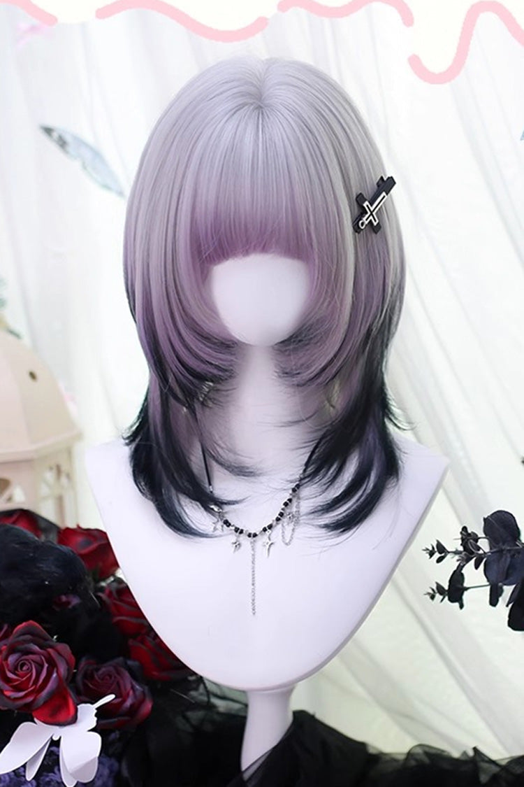 Mauve Ombre Bobbed Fringe Short Doll Wig