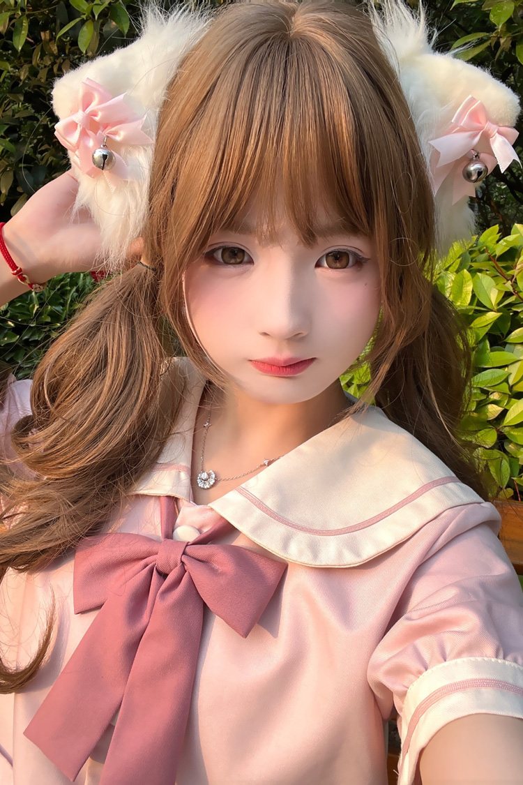 Rose Linen Japanese School-Style Wavy Curly Lolita Hairpiece