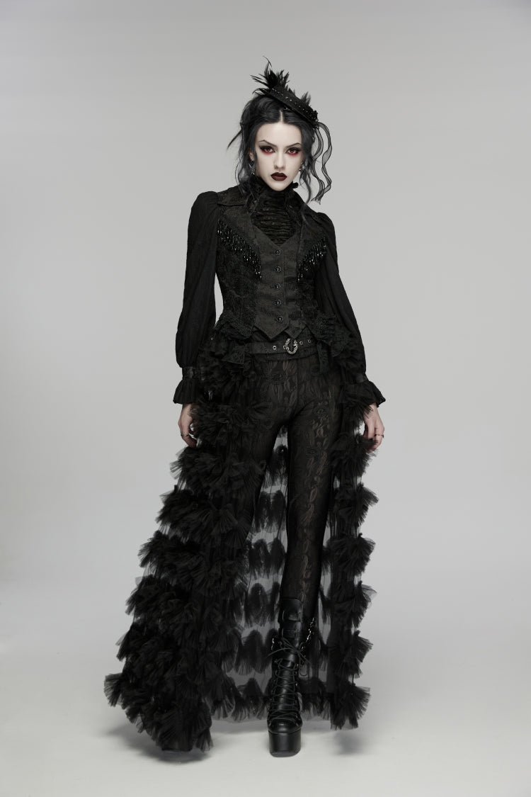 Cut-Out Lace Slim Gothic Cool Sleeveless Vest