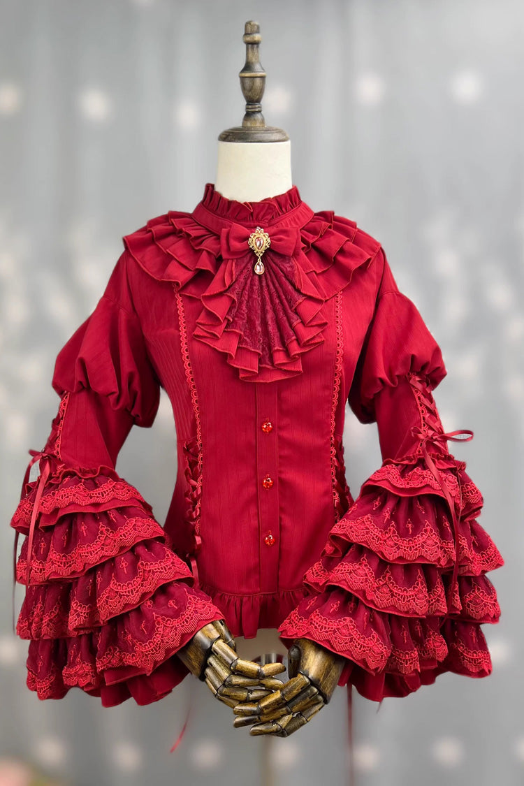Trumpet Sleeve Ruffled Lace Elegant Lolita Blouse