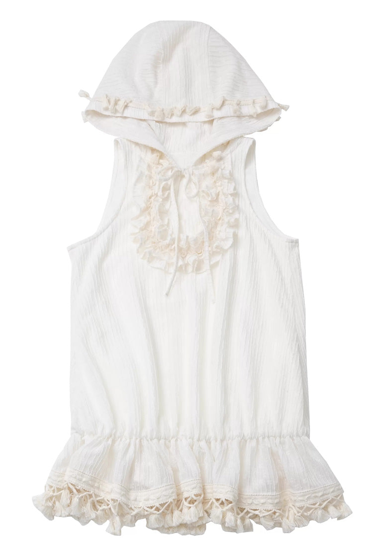 Brown Double-Layer Printed Ruffled Spliced Lace Sweet Skirt - Warm Summer Days