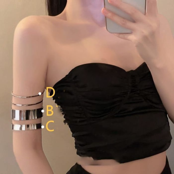 Alloy Open Bangle / Set - of 3 - Type B & C D - Silver