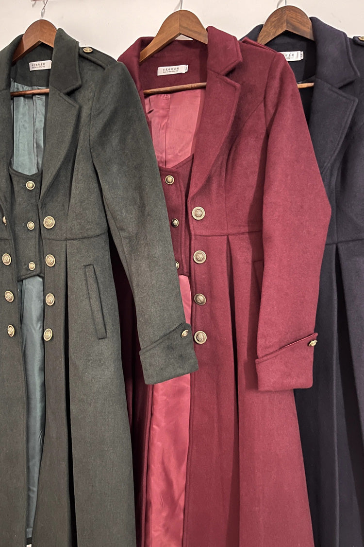 Wool Slim Gothic Trench Coat with Long Sleeves - Paranoid's Punishment, 4 Shades